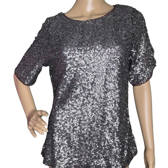 Chico’s Black Label purple sequin tee, medium - Picture 1 of 9